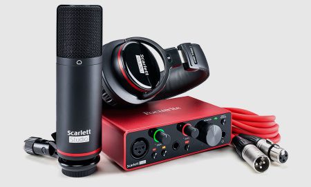 כרטיס קול + קונדנסר + אוזניות Focusrite Scarlett Solo Studio G3