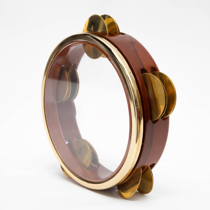 תוף מרים מקצועי מעץ עם ראש שקוף ומצילות פליז.